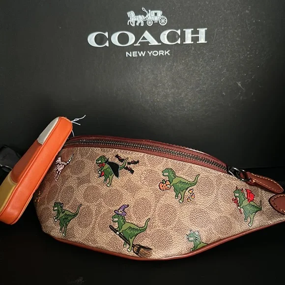 NWT Rare Coach Rexy Halloween Charter Belt Bag 7 Signature Canvas Print Purse - Picture 4 of 11